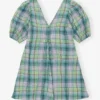 Seersucker Check V-Neck Mini Dress Seersucker Check V-Neck Mini Dress