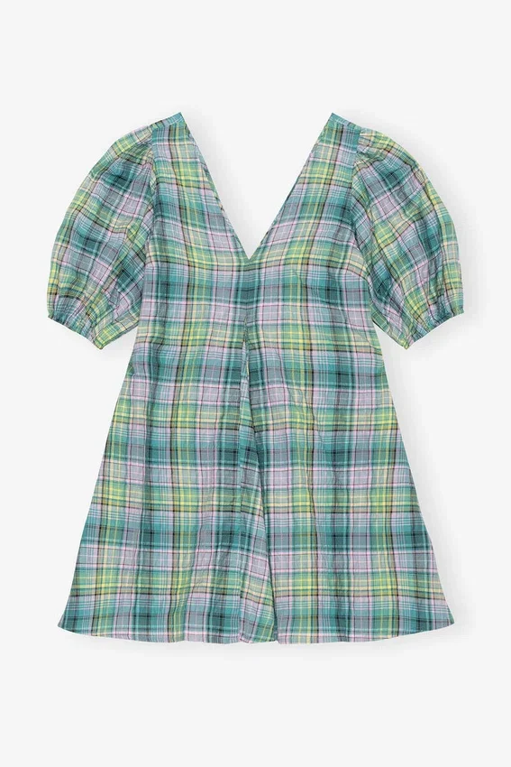 Seersucker Check V-Neck Mini Dress Seersucker Check V-Neck Mini Dress