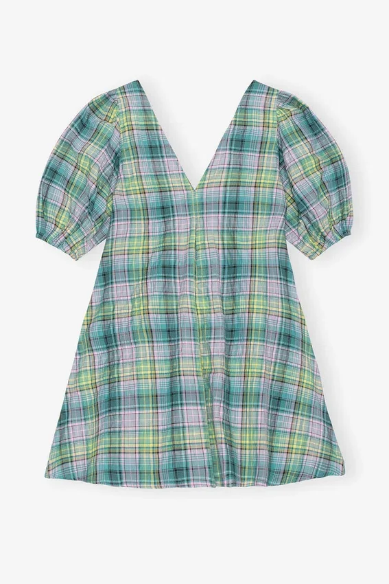 Seersucker Check V-Neck Mini Dress Seersucker Check V-Neck Mini Dress