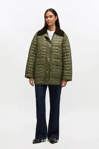 Shiny Quilt Midi Jacket