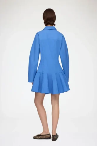 Shirt Dress in Blue Cotton