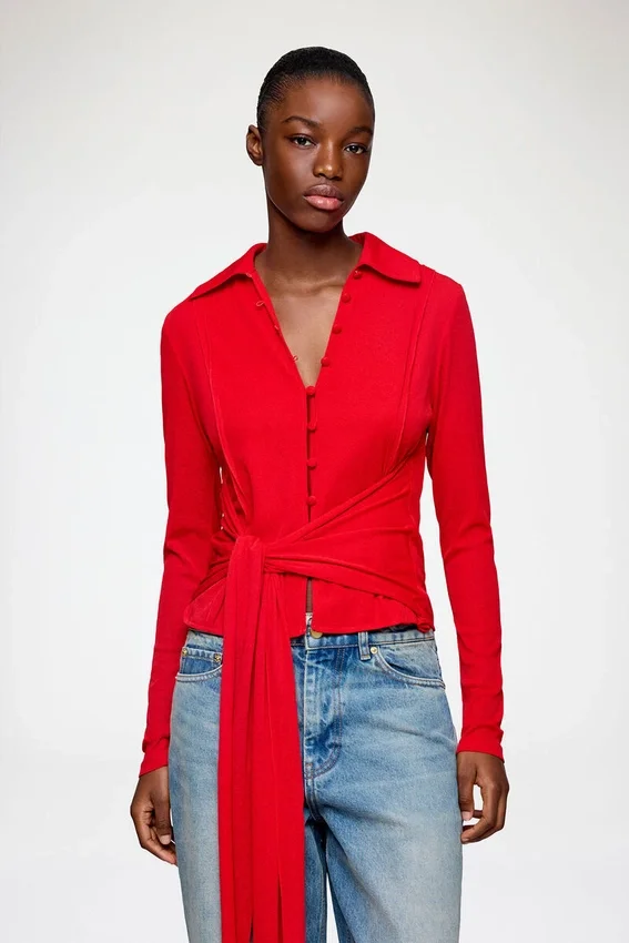 Shirt in Red Marl Mesh Shirt in Red Marl Mesh