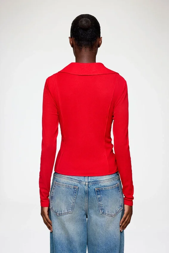 Shirt in Red Marl Mesh Shirt in Red Marl Mesh