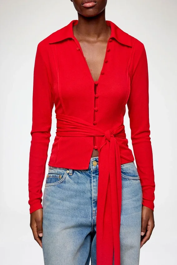 Shirt in Red Marl Mesh Shirt in Red Marl Mesh