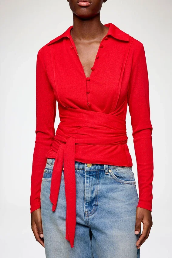 Shirt in Red Marl Mesh Shirt in Red Marl Mesh