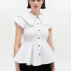 Short Cotton Ruffle Shirt