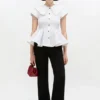 Short Cotton Ruffle Shirt