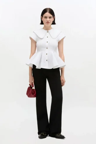 Short Cotton Ruffle Shirt