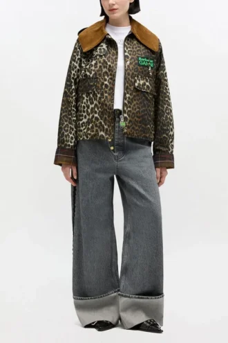 Short Wax Jacket in Leopard