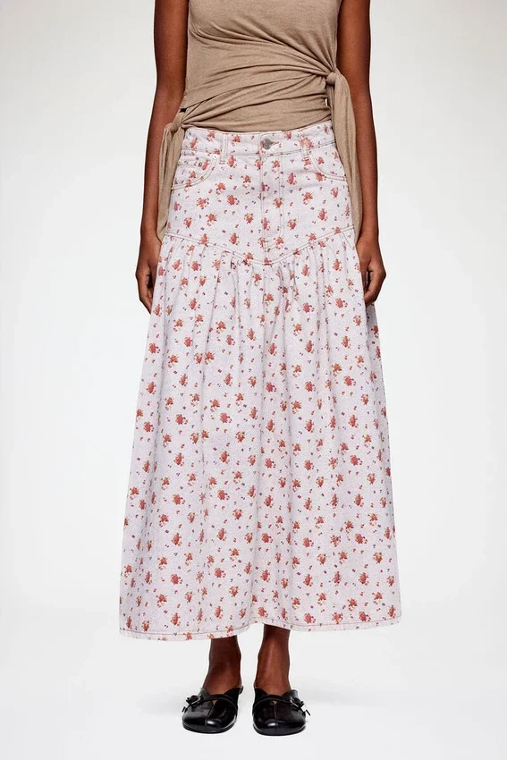 Skirt in Printed Denim Skirt in Printed Denim