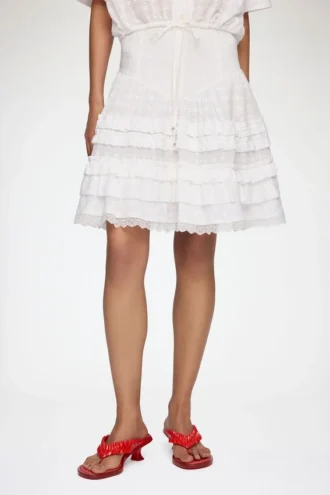 Skirt in White Broderie Anglaise