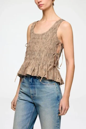 Smock Top in Printed Stretch
