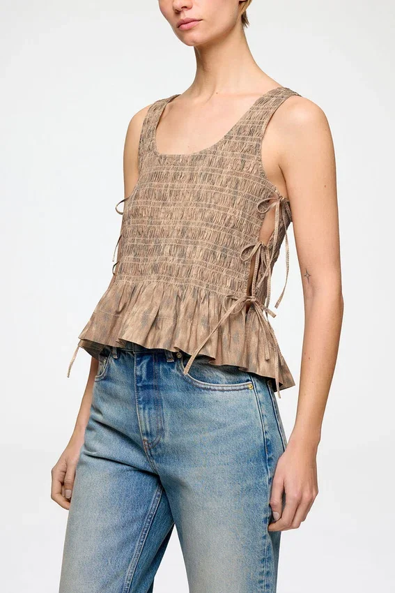 Smock Top in Printed Stretch Smock Top in Printed Stretch