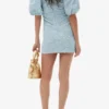 Stretch Jacquard Puff Sleeves Mini Dress Stretch Jacquard Puff Sleeves Mini Dress