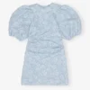 Stretch Jacquard Puff Sleeves Mini Dress Stretch Jacquard Puff Sleeves Mini Dress