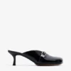 Sue Heeled Mules in Black Oleatex