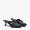 Sue Heeled Mules in Black Oleatex