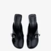 Sue Heeled Mules in Black Oleatex