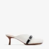 Sue Heeled Mules in white Sue Heeled Mules in white