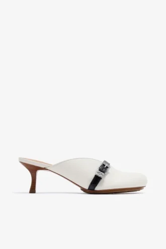 Sue Heeled Mules in white Sue Heeled Mules in white