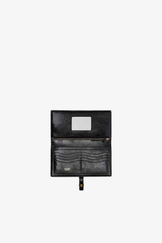 Sue Slim Long Wallet in Black Sue Slim Long Wallet in Black
