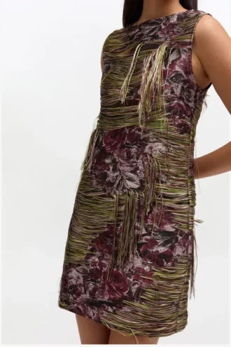 Tapestry Fringed Mini Dress