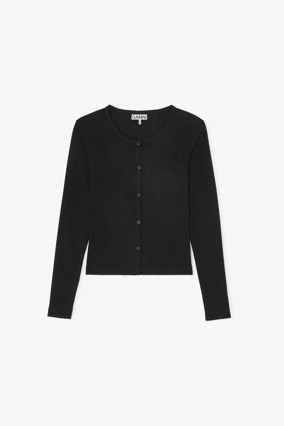 Top in Black Pointelle Top in Black Pointelle