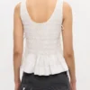 Top in White Smocked Cotton Top in White Smocked Cotton