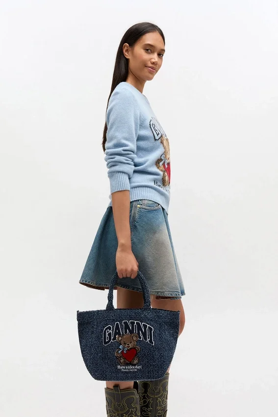 Tweed Denim Small Bear Tote Tweed Denim Small Bear Tote
