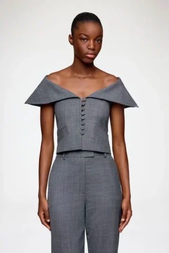 Vest in Grey Wool Melange