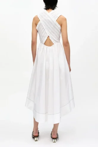Washed Stretch Cotton Smock Midi Dress