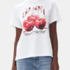 White Basic Jersey Cherry Relaxed T-shirt