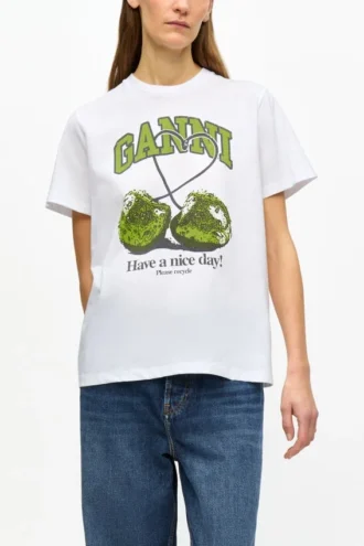 White Basic Jersey Cherry Relaxed T-shirt