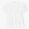 White Cotton Poplin Tie String Mini Dress