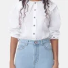 White Frill Collar Poplin Shirt
