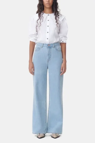 White Frill Collar Poplin Shirt