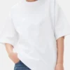 White Heavy Cotton Drop Shoulder Heart T-shirt
