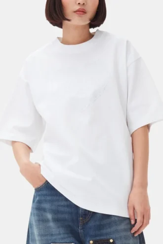 White Heavy Cotton Drop Shoulder Heart T-shirt