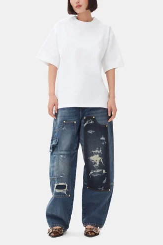 White Heavy Cotton Drop Shoulder Heart T-shirt