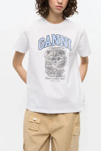White Relaxed Jersey Kitty T-shirt