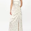 White Satin Gathered Dress