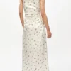 White Satin Gathered Dress