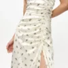 White Satin Gathered Dress