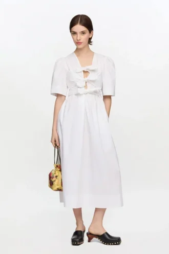 White Stretch Cotton Dress