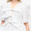 White Washed Stretch Cotton Tie Strap Blouse