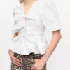 White Washed Stretch Cotton Tie Strap Blouse