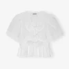 White Washed Stretch Cotton Tie Strap Blouse