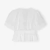 White Washed Stretch Cotton Tie Strap Blouse