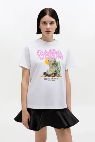 White Western Boot Print T-shirt
