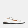 White Wide Welt Buckle Ballerinas White Wide Welt Buckle Ballerinas